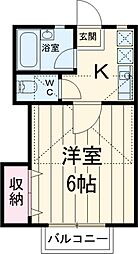 クリーンエフ　2 2階1Kの間取り