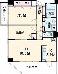 京王線 芦花公園駅 徒歩3分の賃貸マンション 3階2LDKの間取り