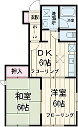 JR中央線 武蔵境駅 徒歩7分の賃貸アパート 1階2DKの間取り
