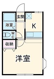 東葉高速鉄道 八千代緑が丘駅 徒歩13分の賃貸アパート 1階1Kの間取り
