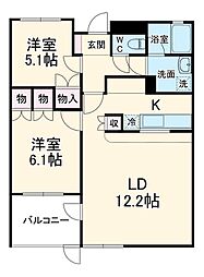 ＫＤビルＮｏ．5 2階2LDKの間取り