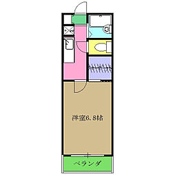 JR中央線 武蔵境駅 徒歩8分の賃貸アパート 1階1Kの間取り