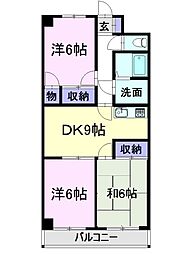 グレイシー高雄 2階3DKの間取り