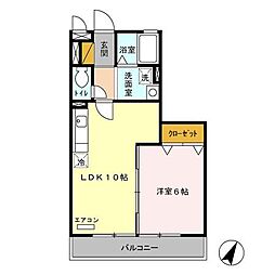 JR総武線 稲毛駅 徒歩18分の賃貸アパート 1階1LDKの間取り