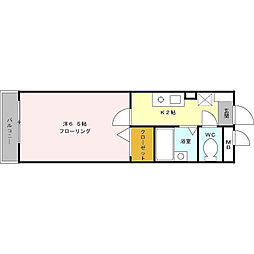 クリエイティブ12 3階1Kの間取り