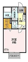 パルティーレ穴川 2階1Kの間取り