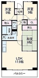 東葉高速鉄道 八千代緑が丘駅 徒歩18分の賃貸マンション 6階3LDKの間取り