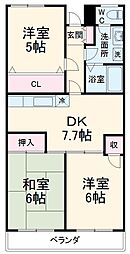JR総武線 幕張本郷駅 徒歩8分の賃貸マンション 4階3DKの間取り