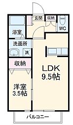 京成本線 八千代台駅 徒歩6分の賃貸アパート 2階1LDKの間取り