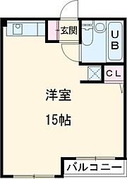 トワイライトV 1階ワンルームの間取り
