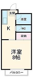 ラフォーレ駒方A 1階1Kの間取り