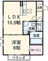 サニーガーデン榎本 3階1LDKの間取り
