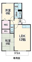 ベイクレスト 1階2LDKの間取り