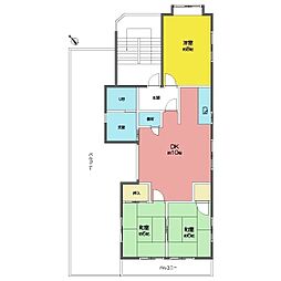名古屋市営名城線 茶屋ヶ坂駅 徒歩8分の賃貸マンション 3階3LDKの間取り