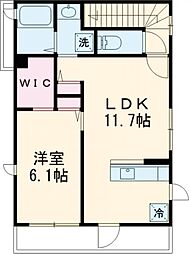 西武国分寺線 鷹の台駅 徒歩16分の賃貸アパート 2階1LDKの間取り