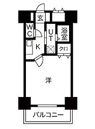 名古屋市営桜通線 車道駅 徒歩5分の賃貸マンション 6階1Kの間取り