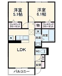センチュリーハイムすみよし台III 1階2LDKの間取り