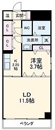 名古屋市営東山線 千種駅 徒歩5分の賃貸マンション 11階1LDKの間取り