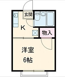 京王線 聖蹟桜ヶ丘駅 徒歩20分の賃貸アパート 1階1Kの間取り