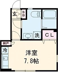 エスペランサ武蔵野 1階ワンルームの間取り