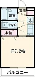 ウエストハイム 1階1Kの間取り