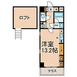 名古屋市営桜通線 車道駅 徒歩4分の賃貸マンション 1階ワンルームの間取り