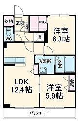 パークサイド千鳥 203 2階2LDKの間取り