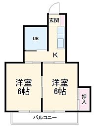 JR高崎線 高崎駅 徒歩10分の賃貸マンション 4階2Kの間取り