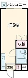 ウエストビレッジセタガヤ 2階ワンルームの間取り