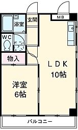 中久ビル 1LDKの間取図画像