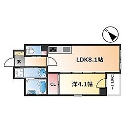 名古屋市営鶴舞線 浅間町駅 徒歩5分の賃貸マンション 7階1LDKの間取り