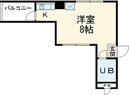 名古屋市営東山線 池下駅 徒歩1分の賃貸マンション 4階ワンルームの間取り