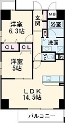フォレストスクエア香呑 7階2LDKの間取り
