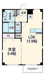 ＬＵＣＥII 2階1LDKの間取り