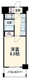 名古屋市営東山線 覚王山駅 徒歩5分の賃貸マンション 8階1Kの間取り