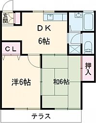 タウンズ 1階2DKの間取り