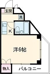 京王線 高幡不動駅 徒歩7分の賃貸マンション 3階ワンルームの間取り