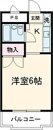 京王線 高幡不動駅 徒歩7分の賃貸マンション 5階ワンルームの間取り