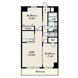 Ｓ−ＦＯＲＴ鶴舞ｍａｒｋｓ 14階2LDKの間取り
