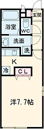 リブリ・ニュータウン 1階1Kの間取り