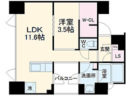 名古屋市営鶴舞線 庄内通駅 徒歩3分の賃貸マンション 3階1LDKの間取り