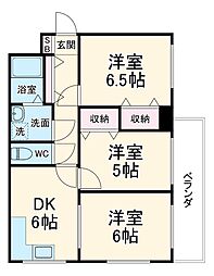 行徳イーストマンション 2階3DKの間取り