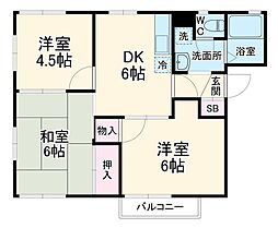 東京メトロ東西線 南行徳駅 徒歩15分の賃貸アパート 2階3DKの間取り