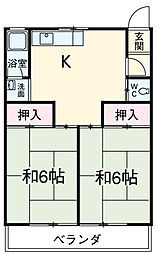 田中ビル 5階2DKの間取り