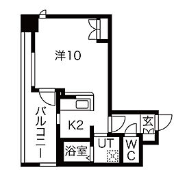 名古屋市営鶴舞線 浄心駅 徒歩5分の賃貸マンション 2階1Kの間取り