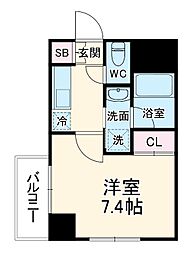 レジデンス東別院スクエア 15階1Kの間取り