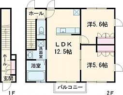 京王線 聖蹟桜ヶ丘駅 徒歩6分の賃貸アパート 2階2LDKの間取り