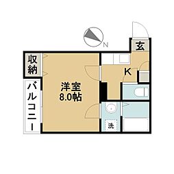 名古屋市営鶴舞線 庄内緑地公園駅 徒歩4分の賃貸アパート 1階1Kの間取り