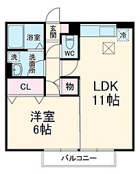 JR埼京線 南与野駅 バス14分 下大久保下車 徒歩4分の賃貸アパート 1階1LDKの間取り