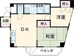 京王井の頭線 富士見ヶ丘駅 徒歩12分の賃貸マンション 3階2DKの間取り